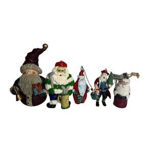 Santa Figurine Ornament Set Of 5, Whimsical Christmas Decor, DDW Brooksville Fl